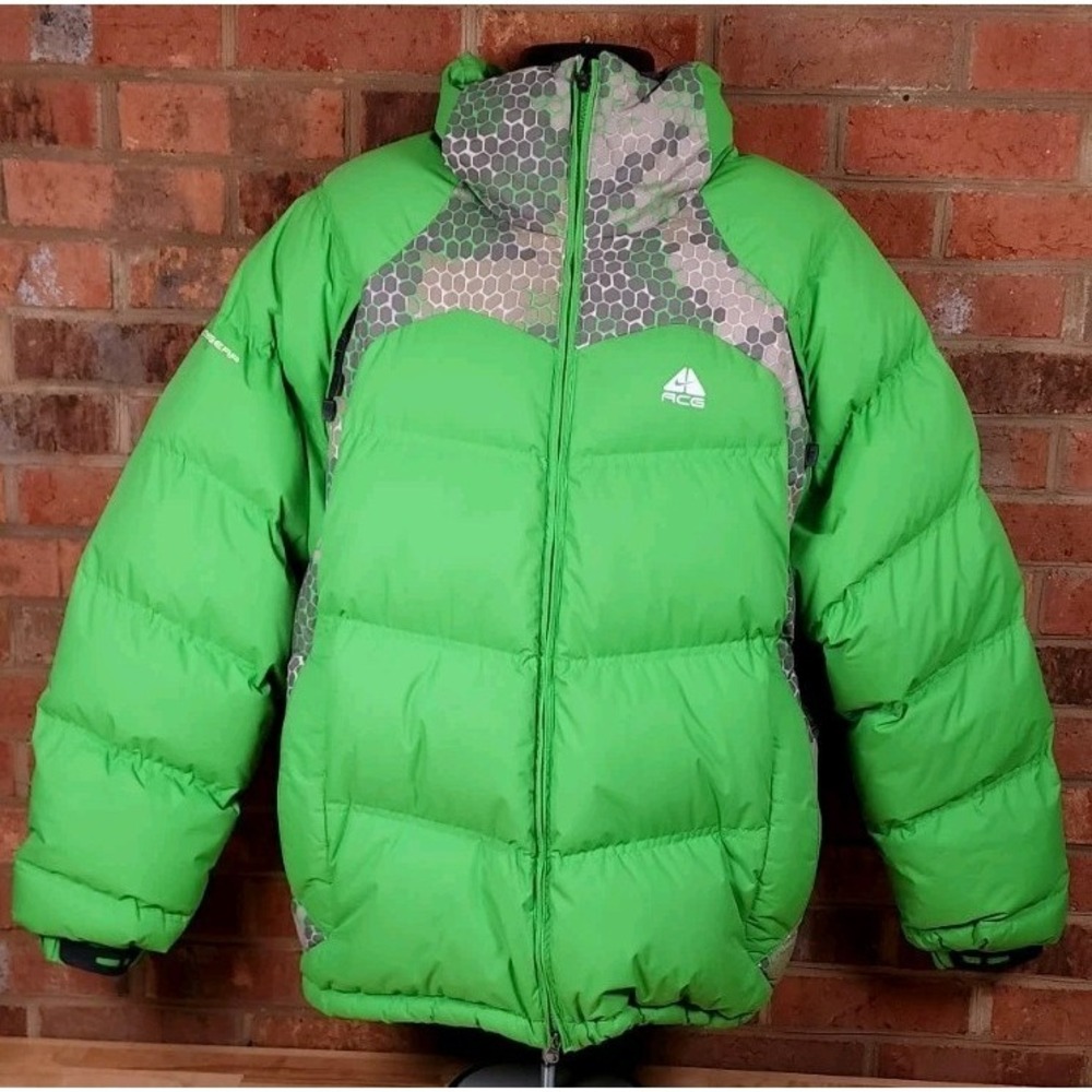 Nike ACG‎ 3 Neon Green Down Jacket Mens Large Vintage Puffer Fill Vintage